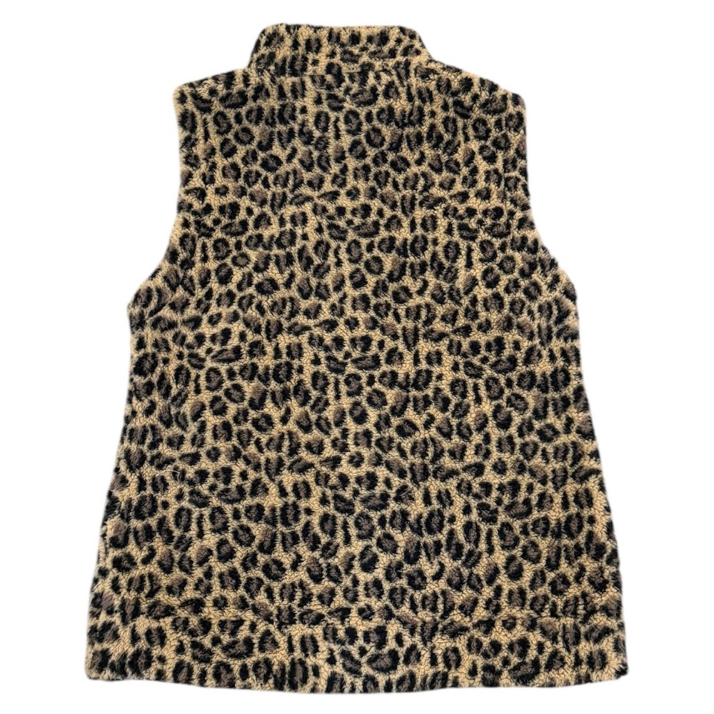 Calvin Klein Leopard Fleece Vest Sherpa Zip Pockets Size Large - Picture 8 of 14